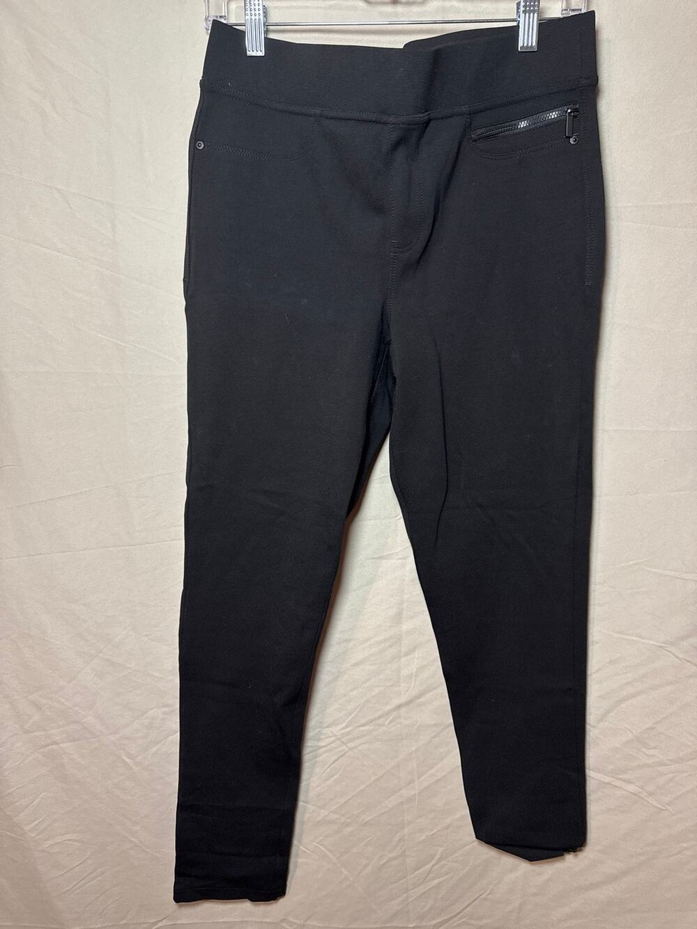 DKNY Jeans Black Stretch Slacks Knit Skinny Pants Women Size Medium DWACN1002